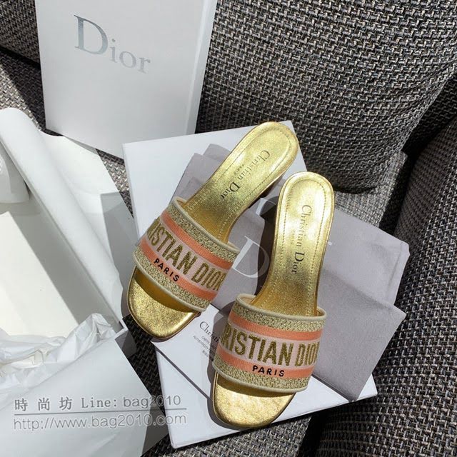 DIOR女鞋 迪奧2021專櫃新款磨砂新大底涼拖 Dior一字型刺繡平拖  naq1507